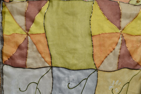Detail of a hand-made quilt, part of a seriesの写真素材