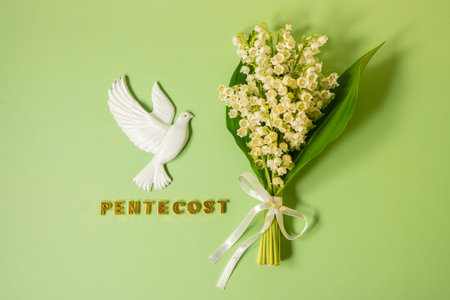 Pentecost Celebration with Dove and Lily of the Valley Bouquet