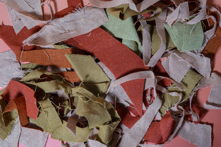 Close up of colorful fabric swatches. Abstract background and texture for design.の写真素材