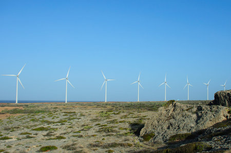 Windmills landcape in Aruba.