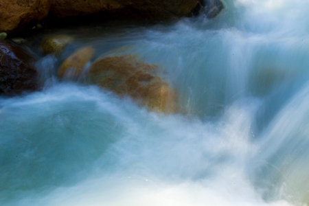 Long exposure river with saturated colors