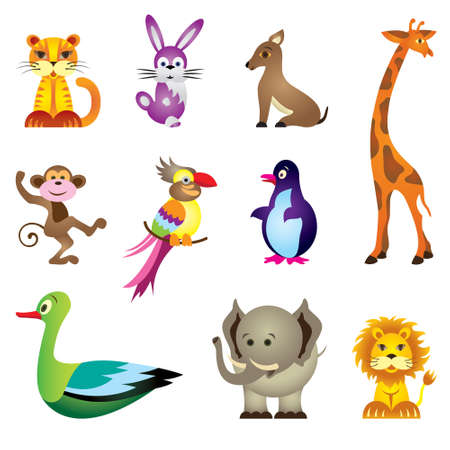 Wild animals toys - vector illustrationのイラスト素材