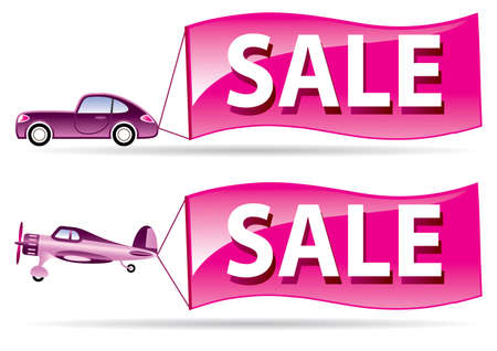 sale flyer coming by car and airplaneのイラスト素材