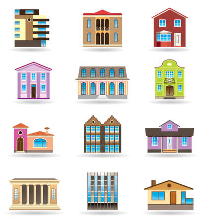 Buildings and houses in different architectural stylesのイラスト素材
