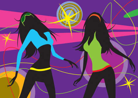 Dancing girls in a club illustrationのイラスト素材