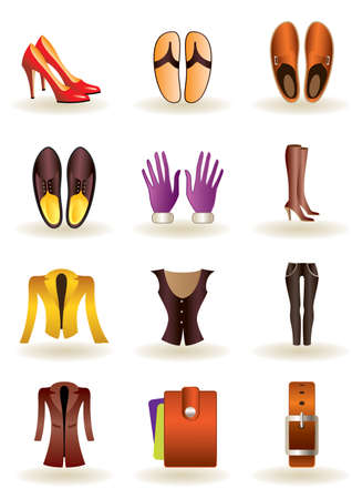 Clothing and footwear of leather illustrationのイラスト素材
