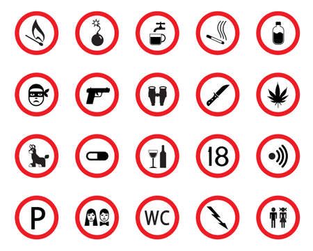 Prohibitive and mandatory public signsのイラスト素材