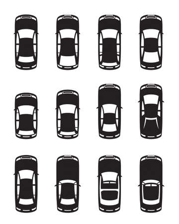 Different cars seen from above - vector illustrationのイラスト素材