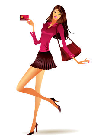 Fashion model shows plastic card のイラスト素材