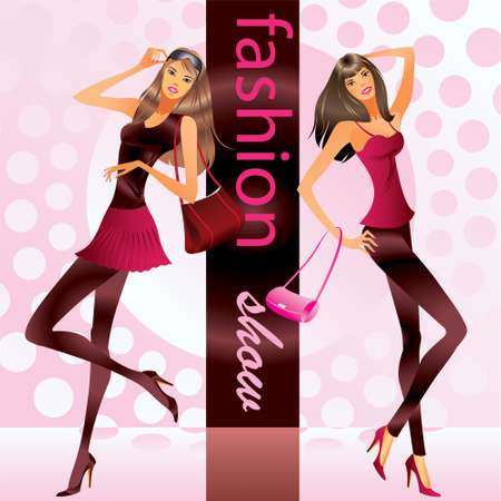 Fashion models represent new clothes at showのイラスト素材