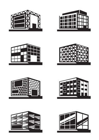 Different facades of buildings - vector illustrationのイラスト素材