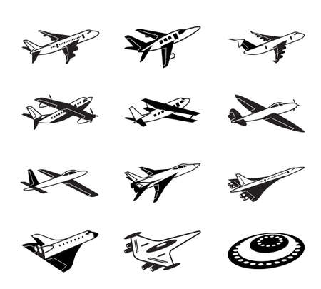 Various airplanes in flight  - vector illustrationのイラスト素材