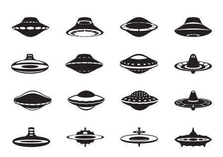 Different flying saucers - vector illustrationのイラスト素材
