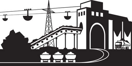 Mining and quarrying industry sceneのイラスト素材