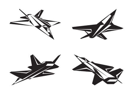 Military aircraft in perspective - vector illustrationのイラスト素材