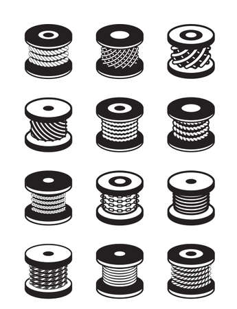 Reels with different ropes and wires - illustrationのイラスト素材