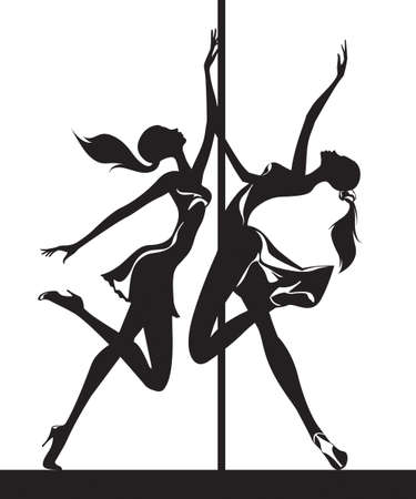 Pole dancers performance - vector illustrationのイラスト素材