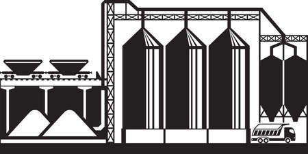 Silos for grain cereals - vector illustrationのイラスト素材