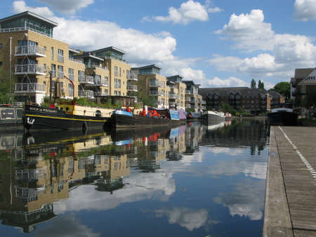 Boats in Brentford Marina, London, UK,のeditorial素材