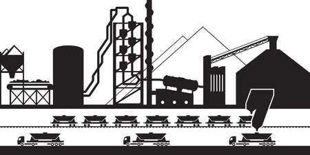 Cement production plant - vector illustrationのイラスト素材