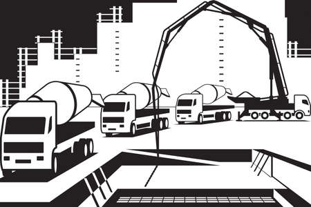 Pouring concrete on construction siteのイラスト素材