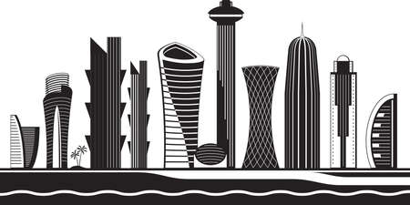 Doha skyline by day - vector illustrationのイラスト素材
