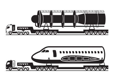 Heavy duty trucks with oversize freightのイラスト素材