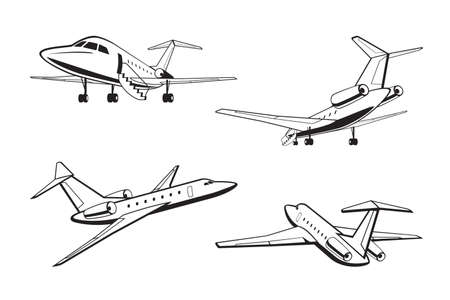 Small passenger aircraft in perspectiveのイラスト素材