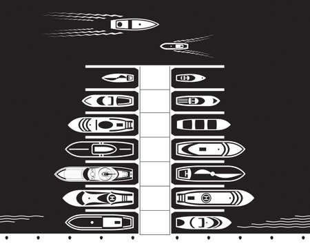 Yacht and boat dock from above - vector illustrationのイラスト素材