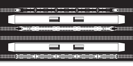 Passenger trains at railway station - vector illustrationのイラスト素材