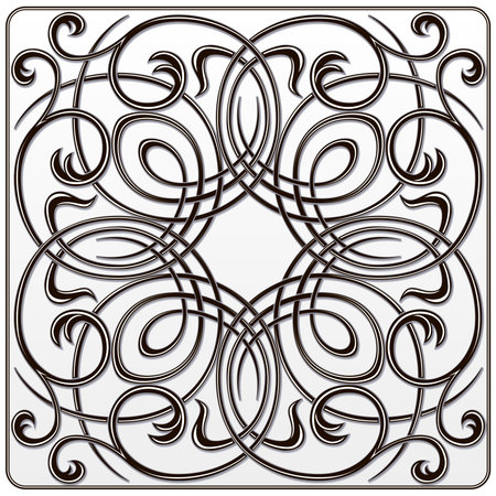 black white symmetrical floral pattern for engraving