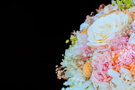 Bouquet of flowers, white and pink rosesの写真素材