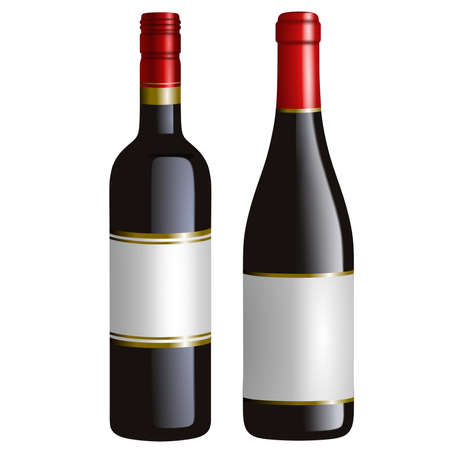 isolated red wine bottles realistic illustrationのイラスト素材