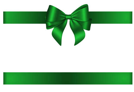 Green bow and ribbon for Christmas and birthday decorationsのイラスト素材