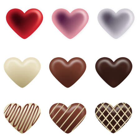 set heart shaped chocolates for valentine's dayのイラスト素材