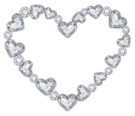 diamonds heart frame for valentine's day and wedding decorationsのイラスト素材