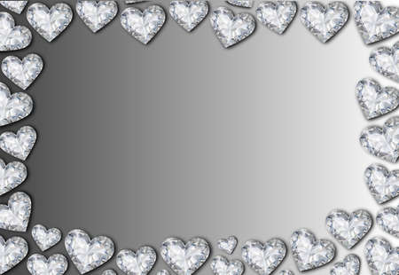 heart shaped diamonds frame on silver backgroundのイラスト素材