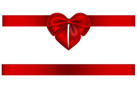 red heart shaped bow and ribbonのイラスト素材