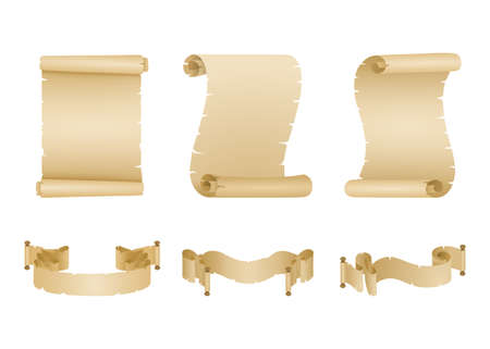 set old scrolls and parchmentsのイラスト素材