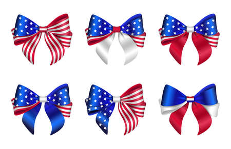 Set of isolated bows with United States flag colors. American bows.のイラスト素材