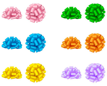 set of isolated colorful bows. side and top viewのイラスト素材