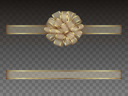 gold transparent bow and ribbonのイラスト素材