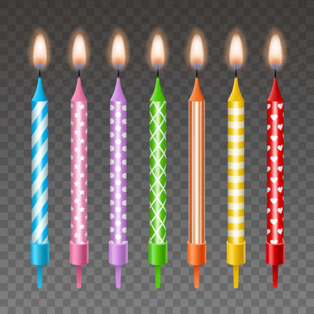 set of isolated colorful birthday candlesのイラスト素材