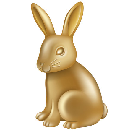isolated golden rabbit. chinese mid autumn element. easter gold bunny.のイラスト素材