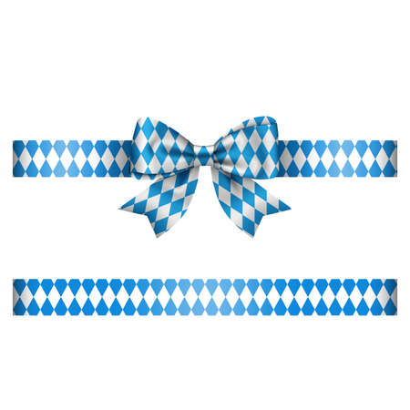 Blue and white oktoberfest bow with ribbon. bow and ribbon with colors of bavaria flagのイラスト素材