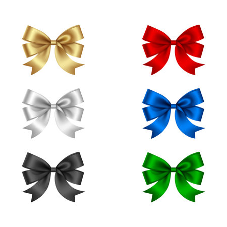 Set of isolated colorful bowsのイラスト素材