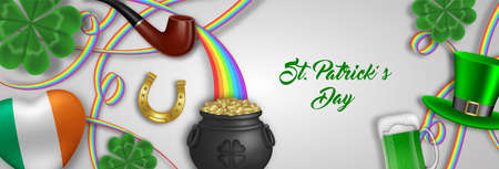 Saint patrick's day banner with irish elements and symbolsのイラスト素材