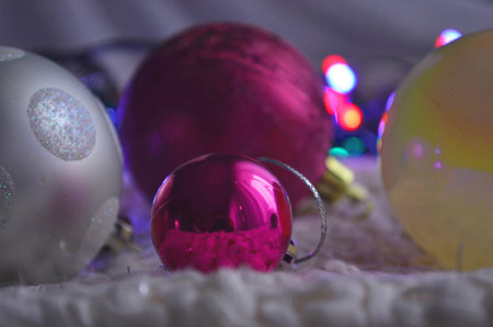 2020 with traditional New Year's balls and bright garlands on New Year's Eve