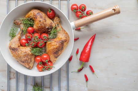 Fried potatoes, with kidney beans, eggs and onions in a frying pan.の写真素材