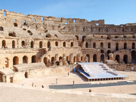 El Djem, Mahdia, Tunisia - 16.05.2012 Ancient Roman amphitheater in El Jem in Tunisiaのeditorial素材
